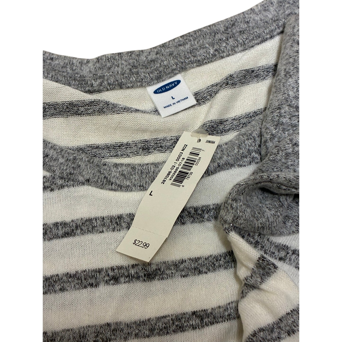 Old Navy Women’s Long Sleeve White With Gray Stripes Size Large