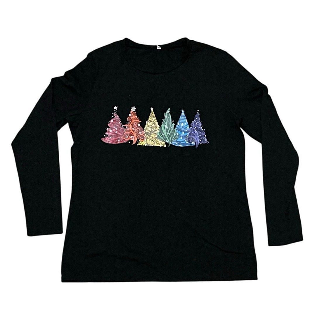 Christmas Black Long  Sleeve T-Shirt Size Large