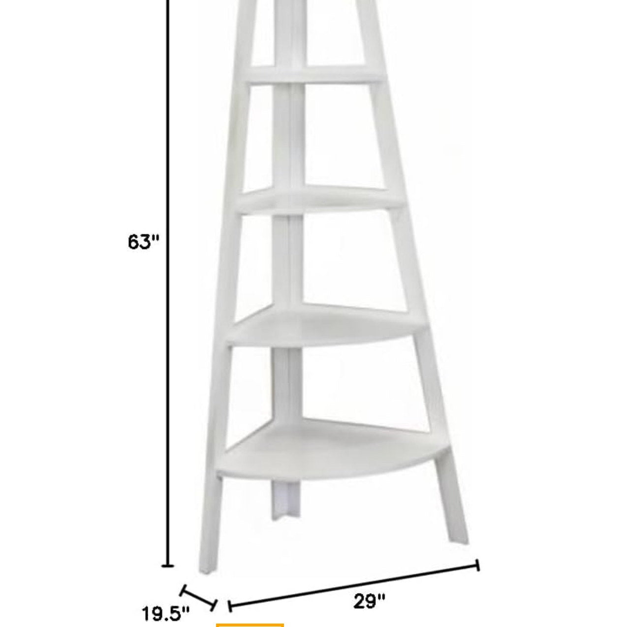 5-Tier Pyramid Corner Ladder Display Shelving Unit/Bookshelf (White)