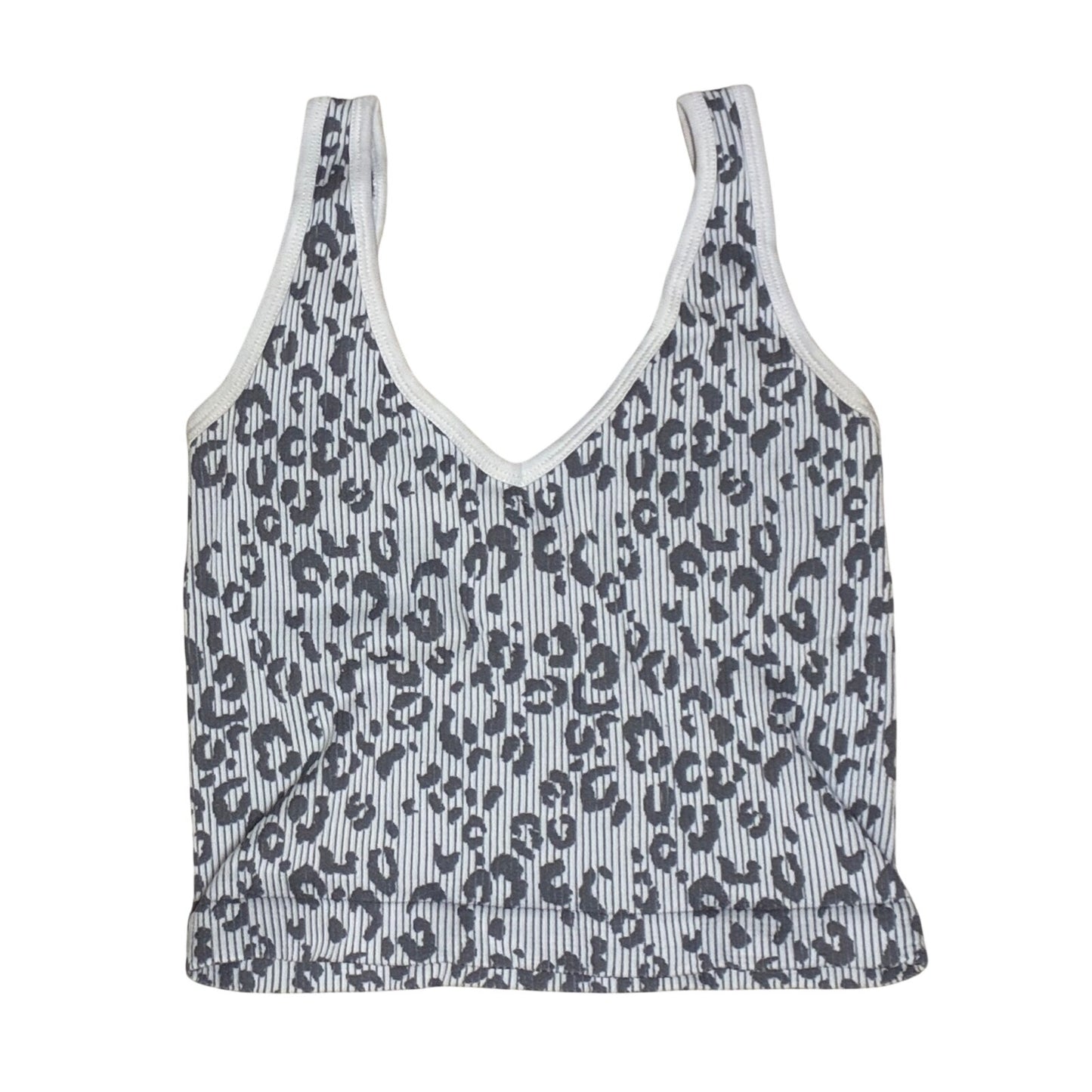 Aura Women’s White With Gray Prints Size S/M Tank Top