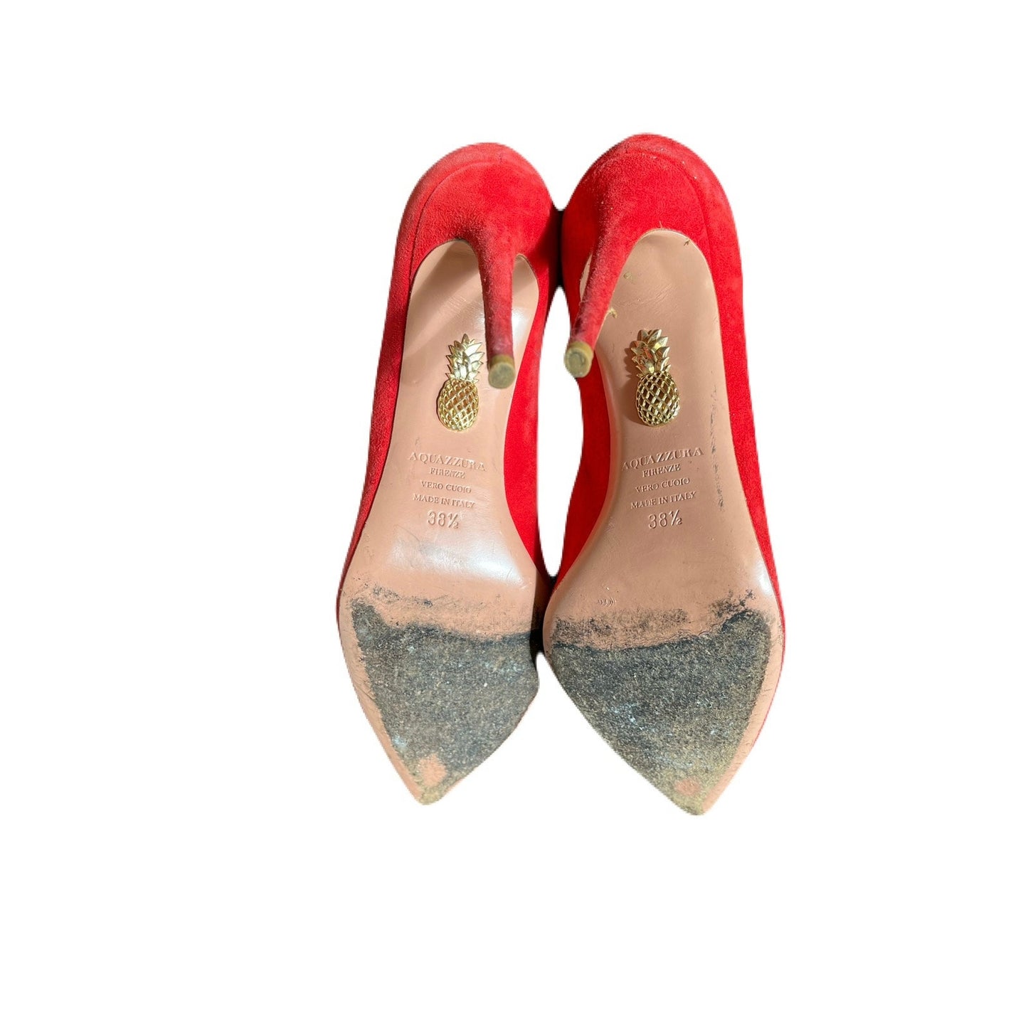 Aquazzura Firenze Vero Cuoio Made In Italy Size 38.5 USA Size 8.5 . 5” Heel