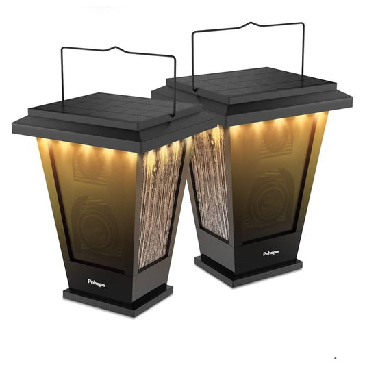 pohopa Bluetooth Speakers Waterproof, Solar Powered 2 Pack LED Lights Black