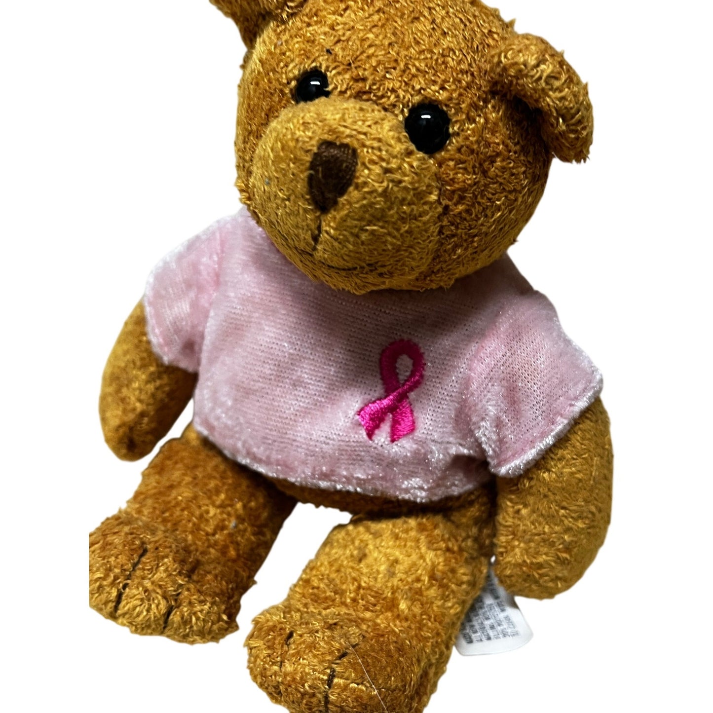 Avon BEAN BAG TEDDY BEAR W/ PINK BREAST CANCER SHIRT 7" STUFFED ANIMAL Toy