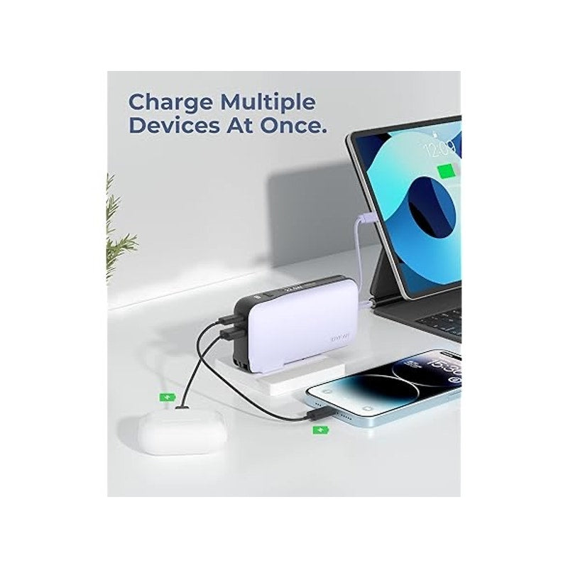 JOYFAR 10,000mAh Powerbank w/AC Plug and Built-in Cables