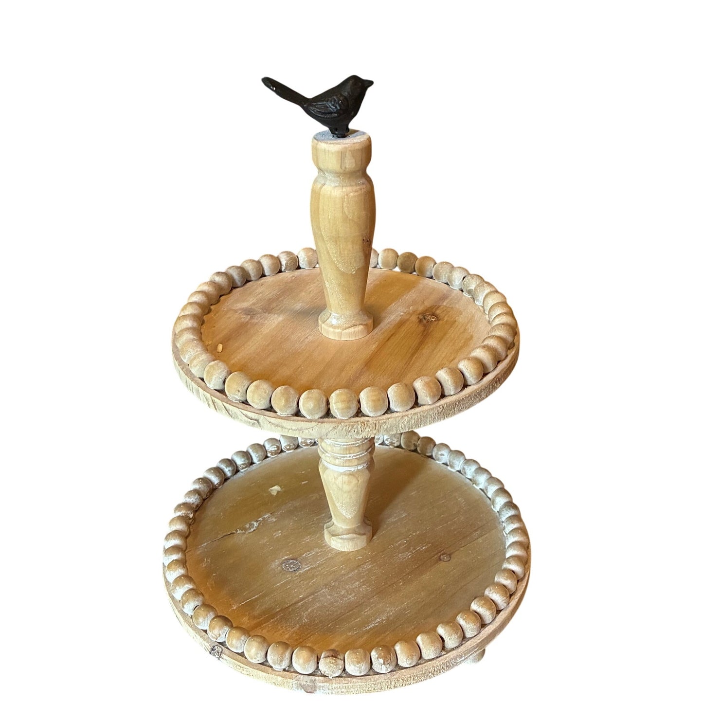 MINI BEADED TWO TIERED STAND