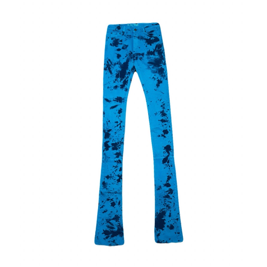 Si Tu Veux SuperStack Royal Blue Men’s Jeans With Black Spots On Them Size 32
