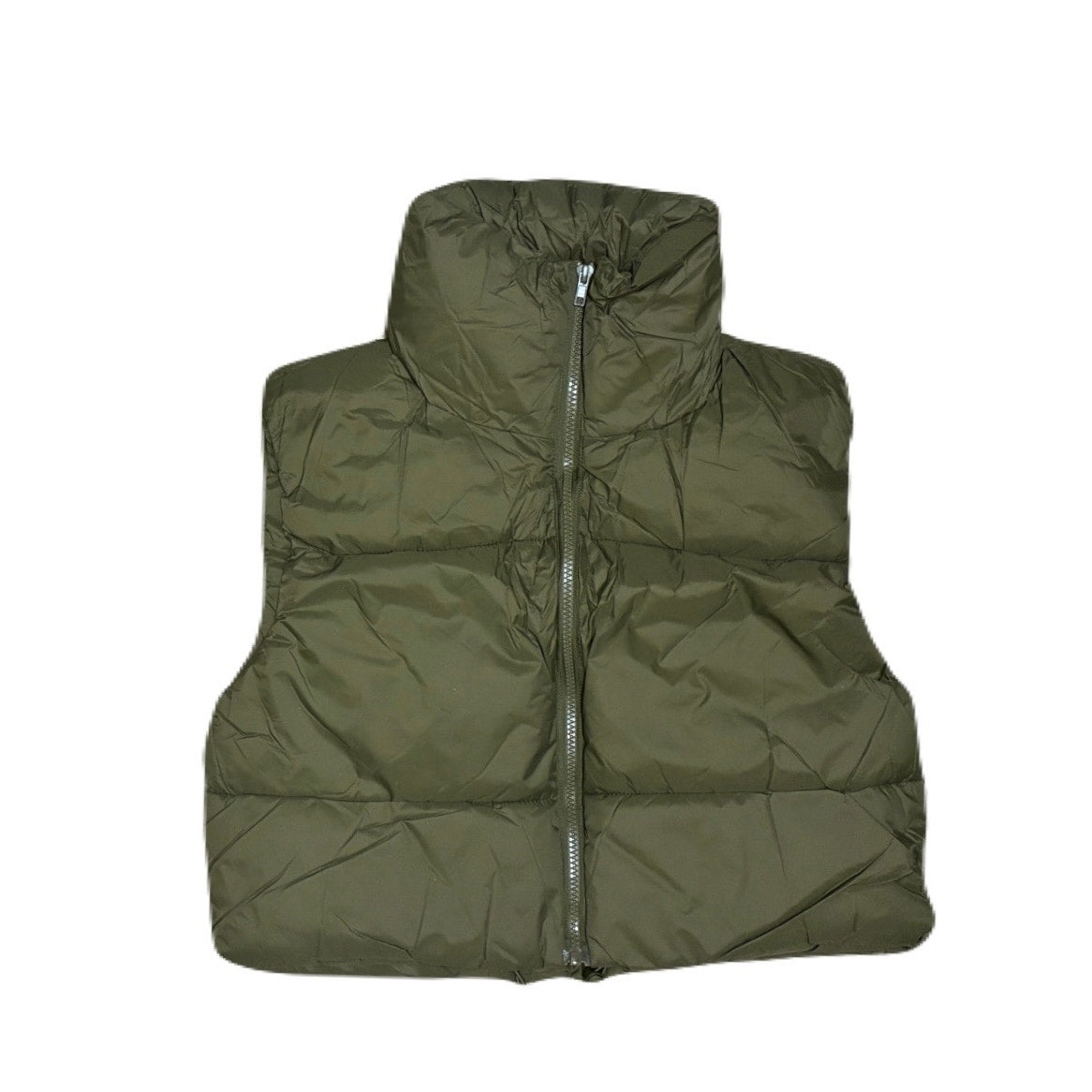 Girl's Winter Junior Young Style Crop Waist Puffer Vest Sleeveless Lightweight M
