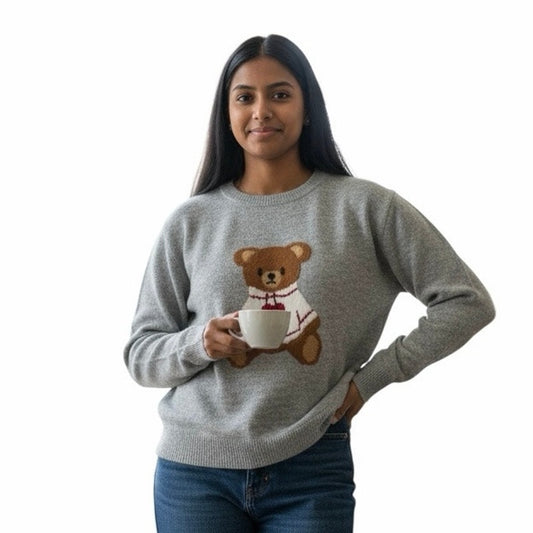 Art Class Girls Crewneck Gray Sweatshirt With Terry Bear On It 14/16 XL