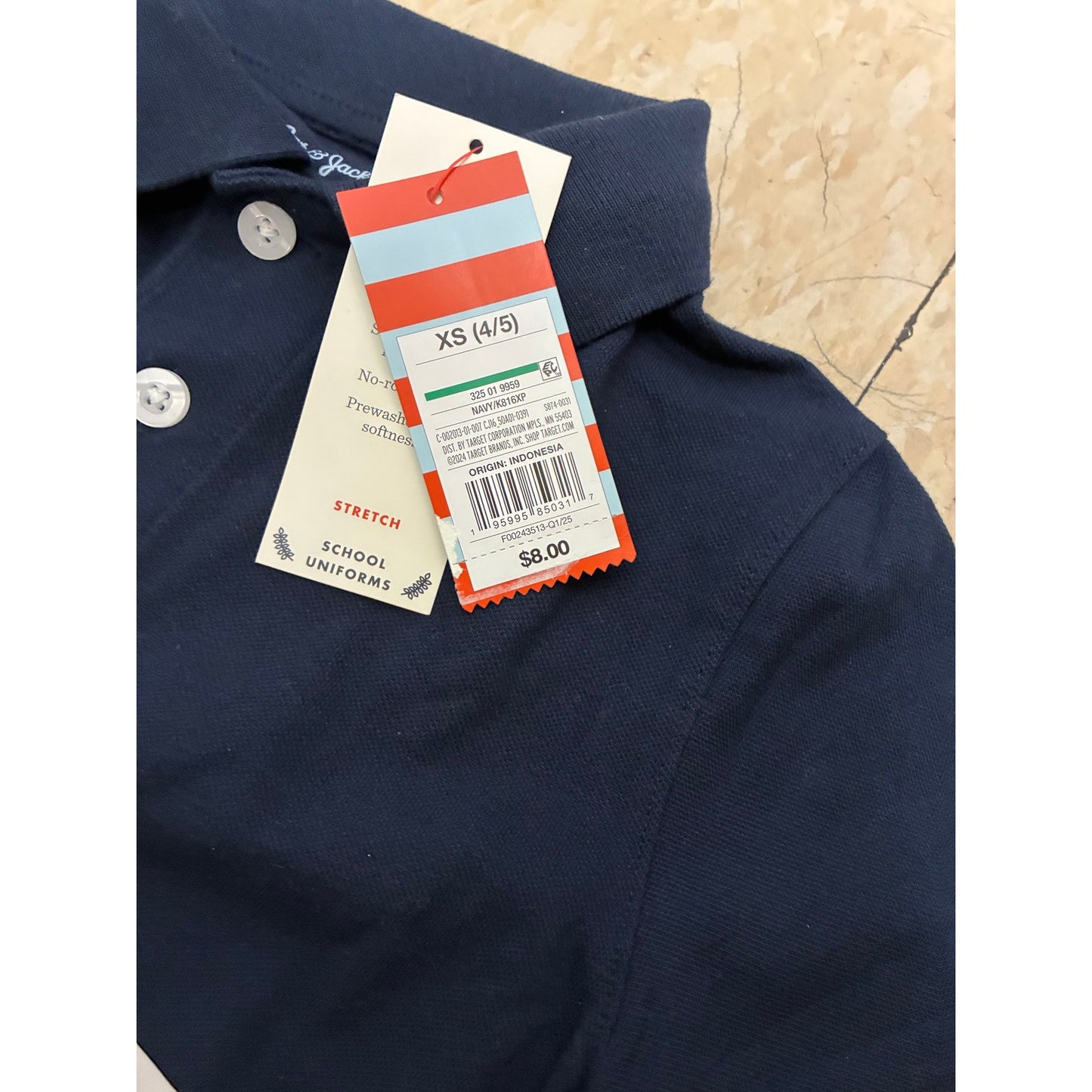 Boys' Short Sleeve Jersey Uniform Polo Shirt - Cat & Jack Navy Blue XS 4/5