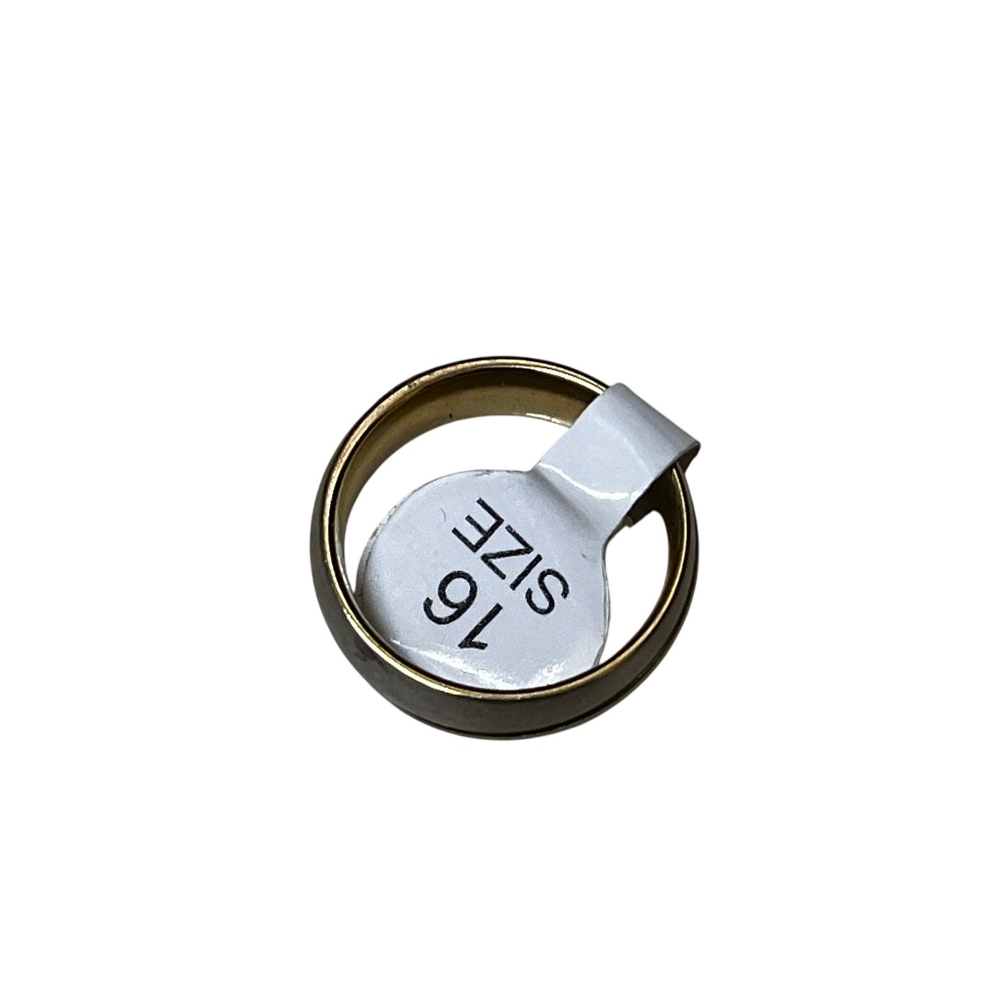 Sliver Stainless Steel With Gold Stripes around The Ring Size 16