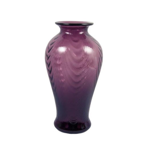 Fenton Plum Amethyst Pulled Feather Vase for Metropolitan Museum Of Art 9 1/2"