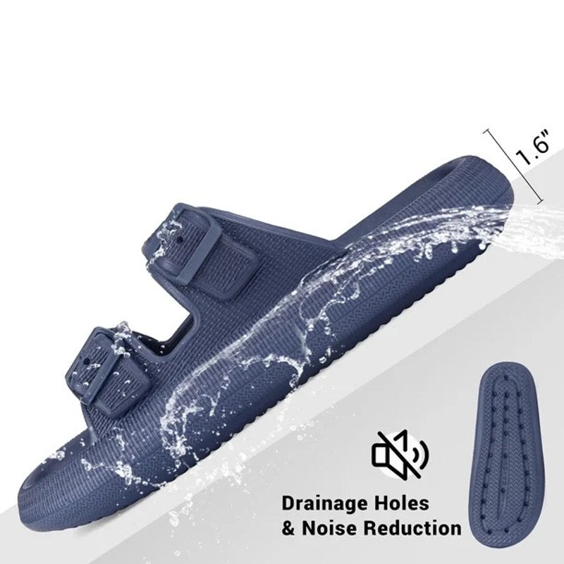 Unisex Slides Sandals Thick Sole Pillow Sandals wit Adjustable Double Buckle XXL