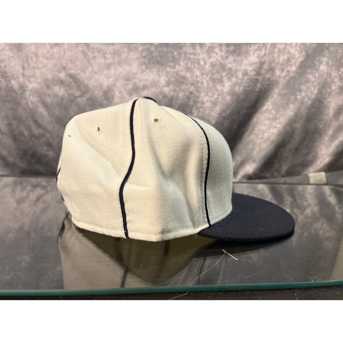 New Era Hat Size 7 5/8 White With Black Stripes