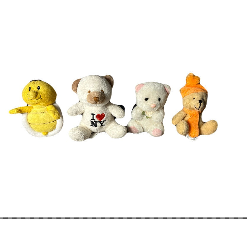 A bundle of four stuffed animals 4 inches