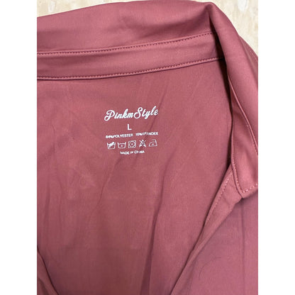 PinkmStyle Women’s Long Sleeve Bodysuit Size Large Color Dusty Rose.