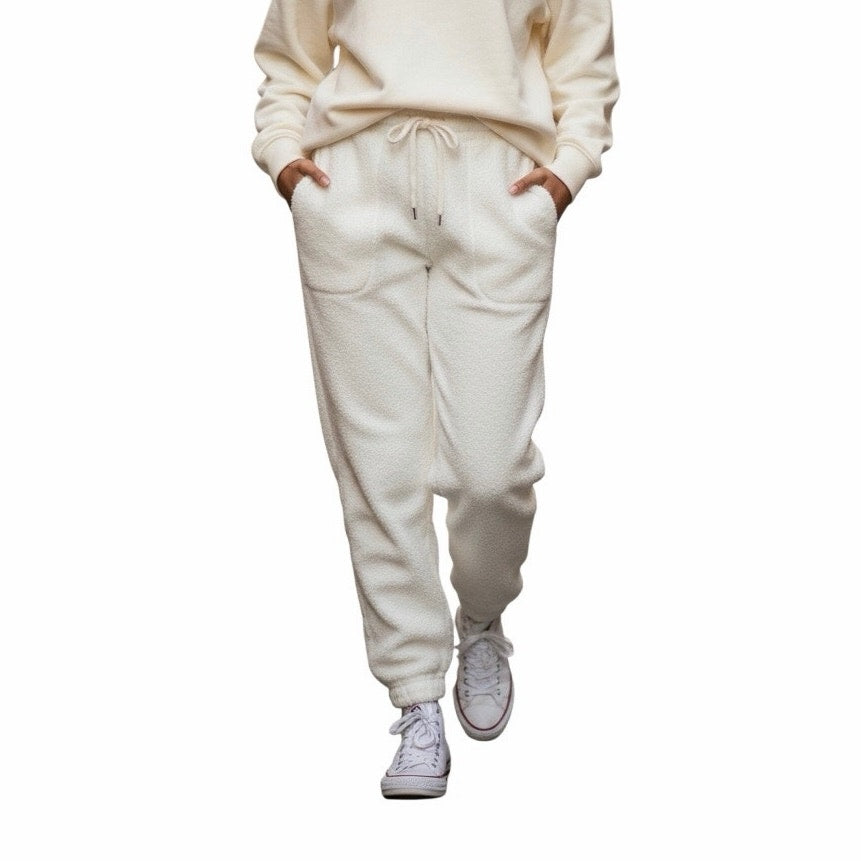 All in Motion Ivory Cream Faux Shearling Girls Jogger Pants 8 M