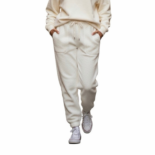 All in Motion Ivory Cream Faux Shearling Girls Jogger Pants 8 M