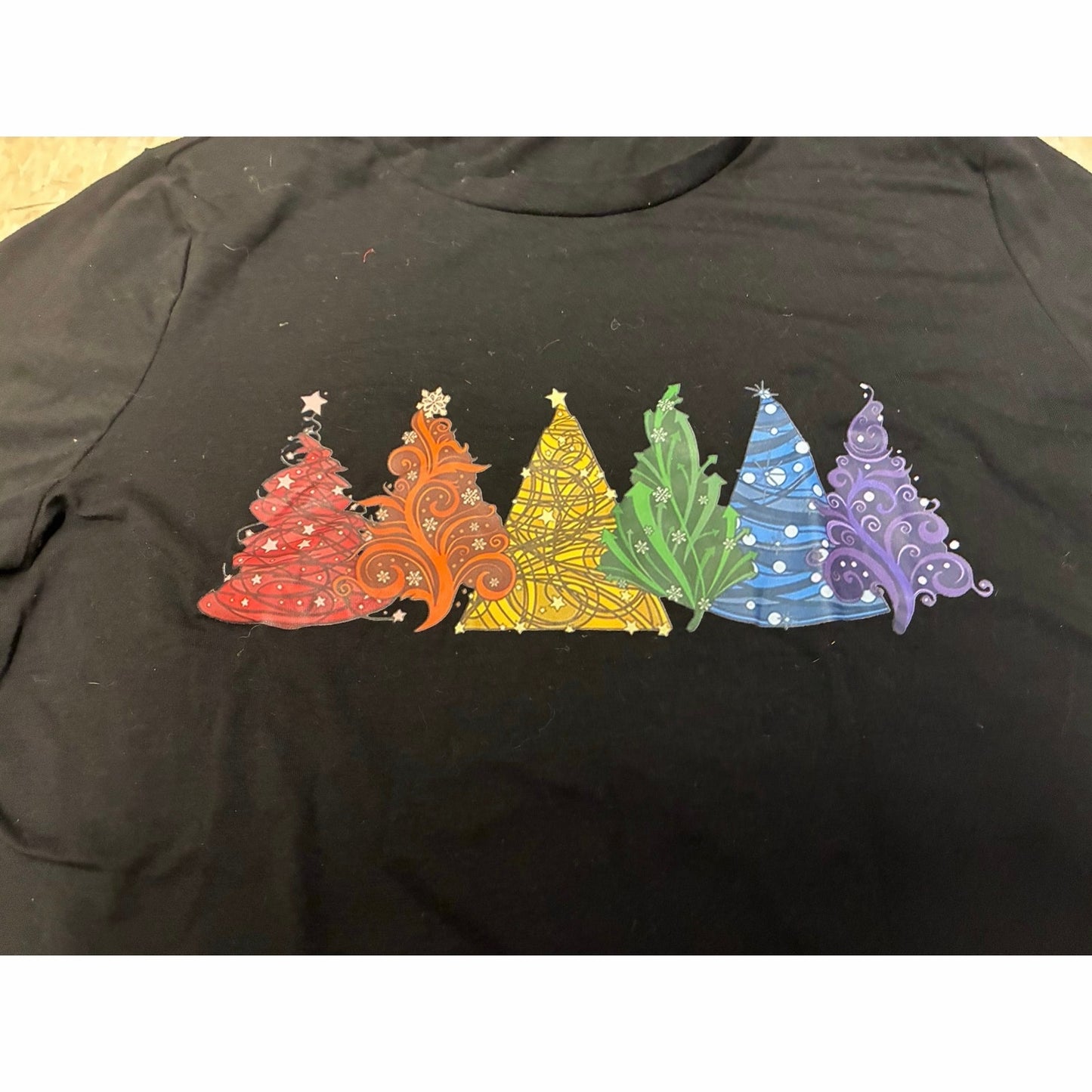 Women’s Black Christmas Tree Long Sleeve Shirt Size XL