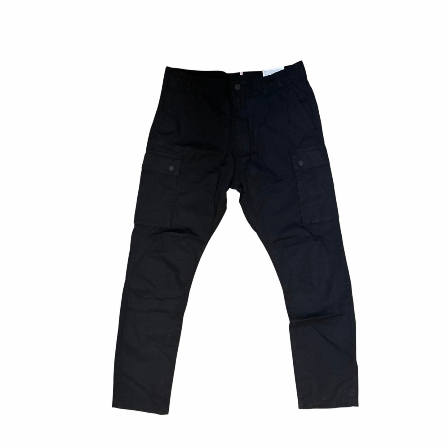 H & M Men’s Slim Fit Elastic Waist Cargo Pants Black Size Medium
