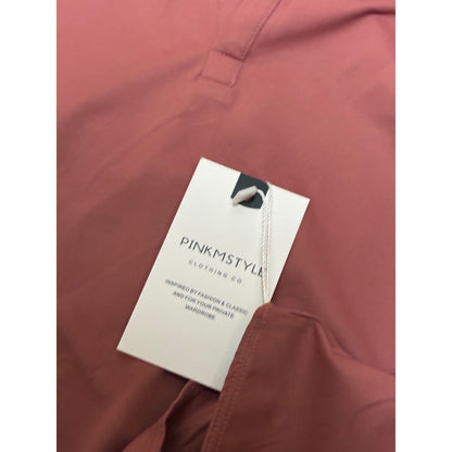 PinkmStyle Women’s Long Sleeve Bodysuit Size Large Color Dusty Rose.