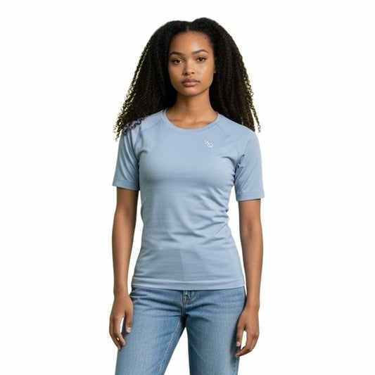 Vanquish Women’s Elevate Seamless Sky Blue MIDI Cap Sleeve T-Shirt Size XL