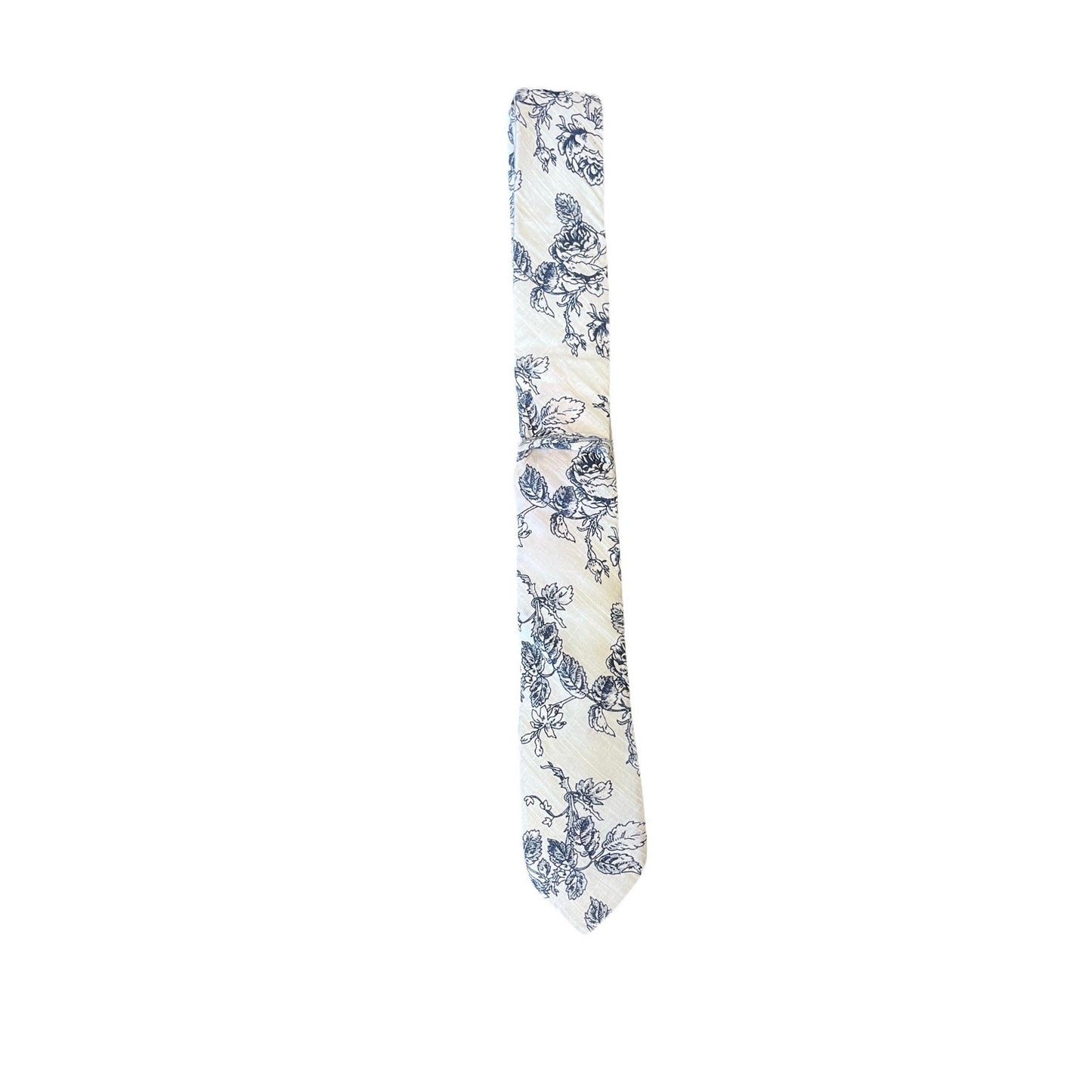 Penguin Men’s Tie White with Blue leafs On It