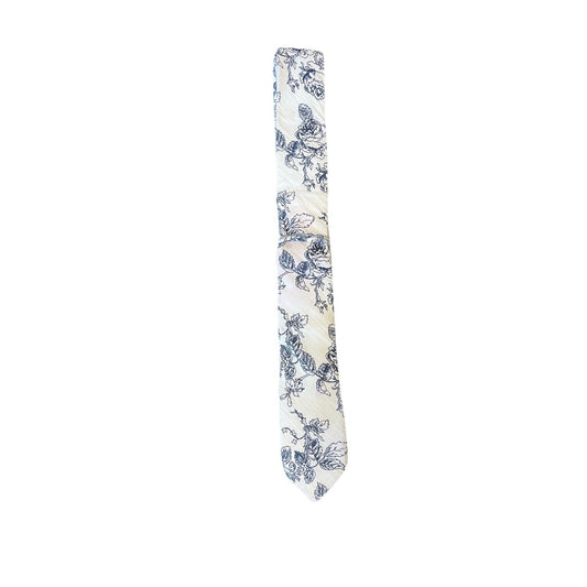 Penguin Men’s Tie White with Blue leafs On It
