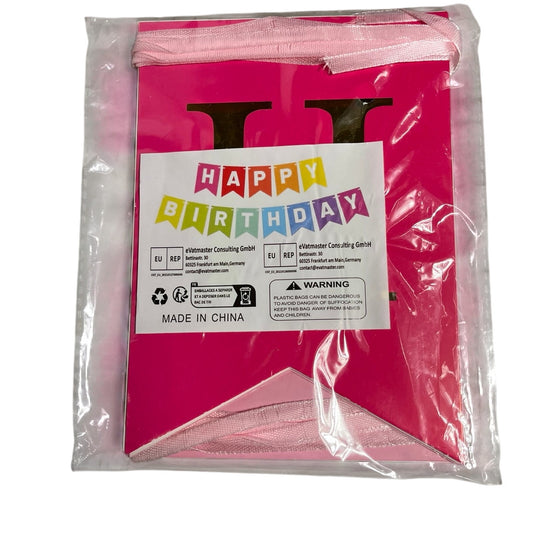 Pink Happy Birthday Banner Pink & Gold