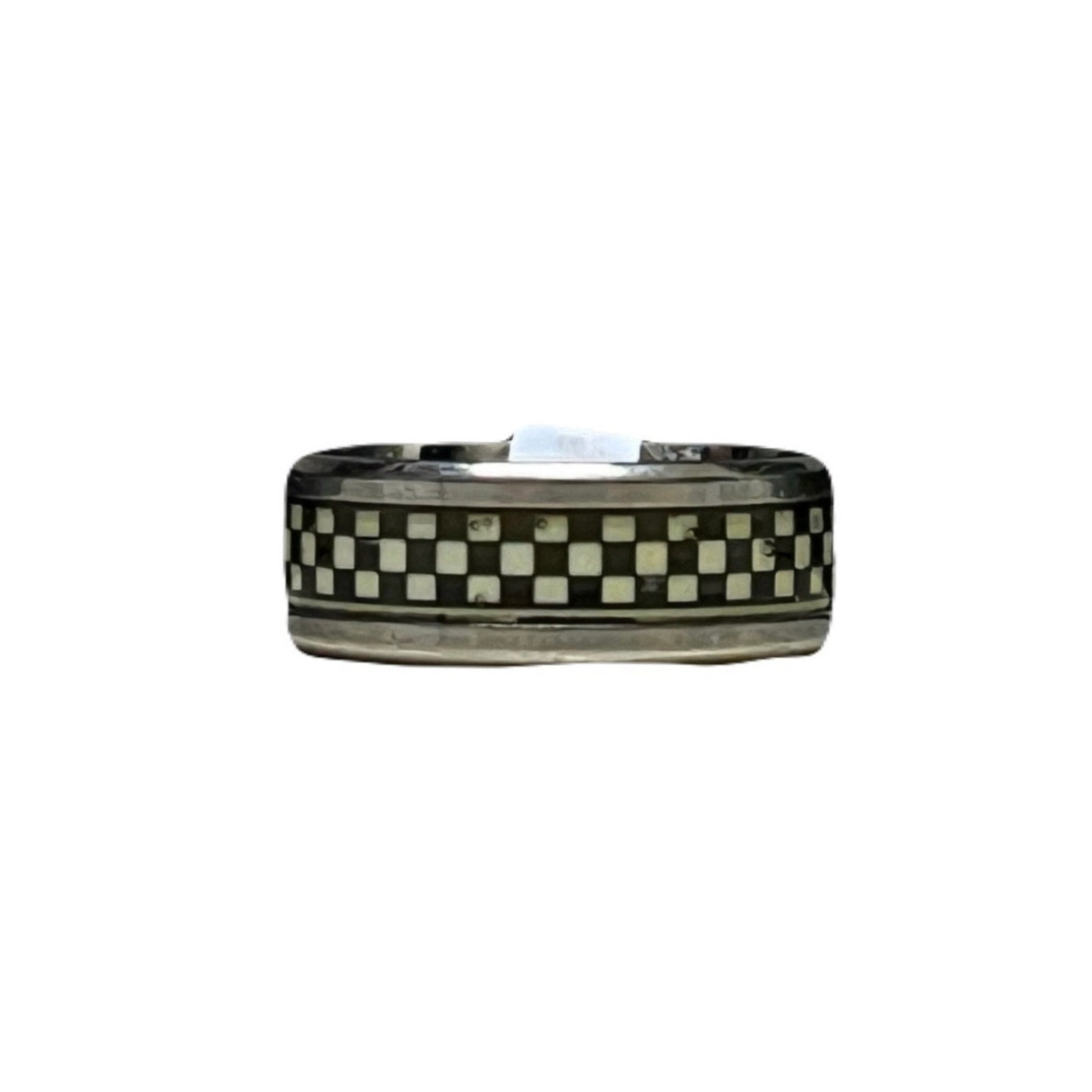 Checkered Sliver Ring Stainless Steel Size 18