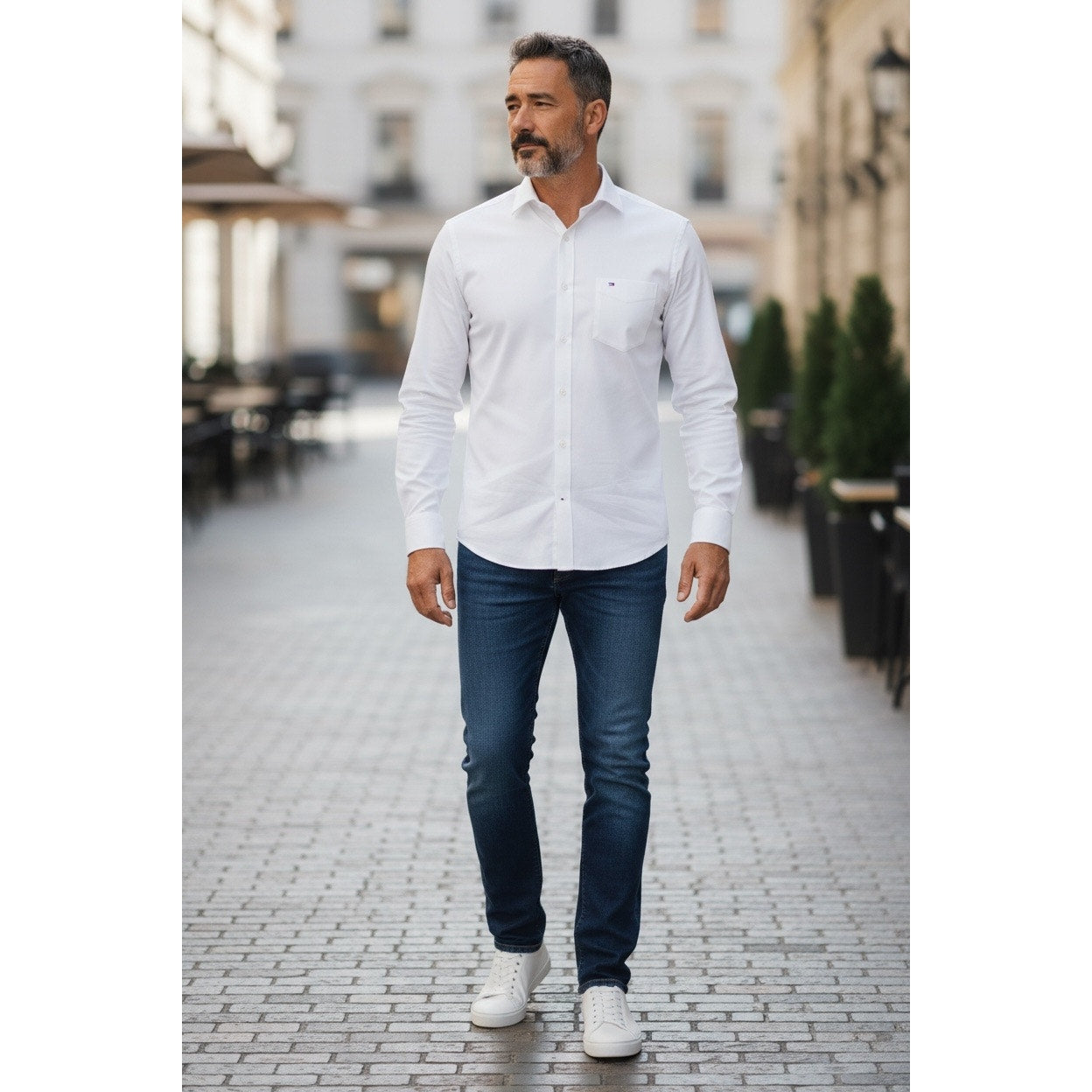Tommy Hilfiger Men’s Long Sleeve Dress White Button Down Size XL 17 1/2 36/37