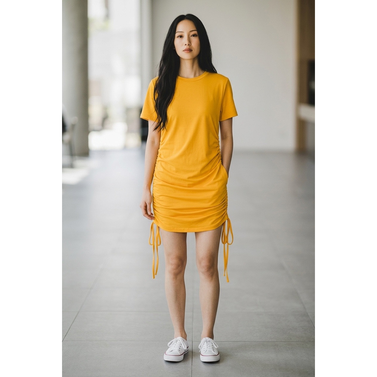 SHEIN Yellow Women’s Dress With 2 Strings On The Side Size M