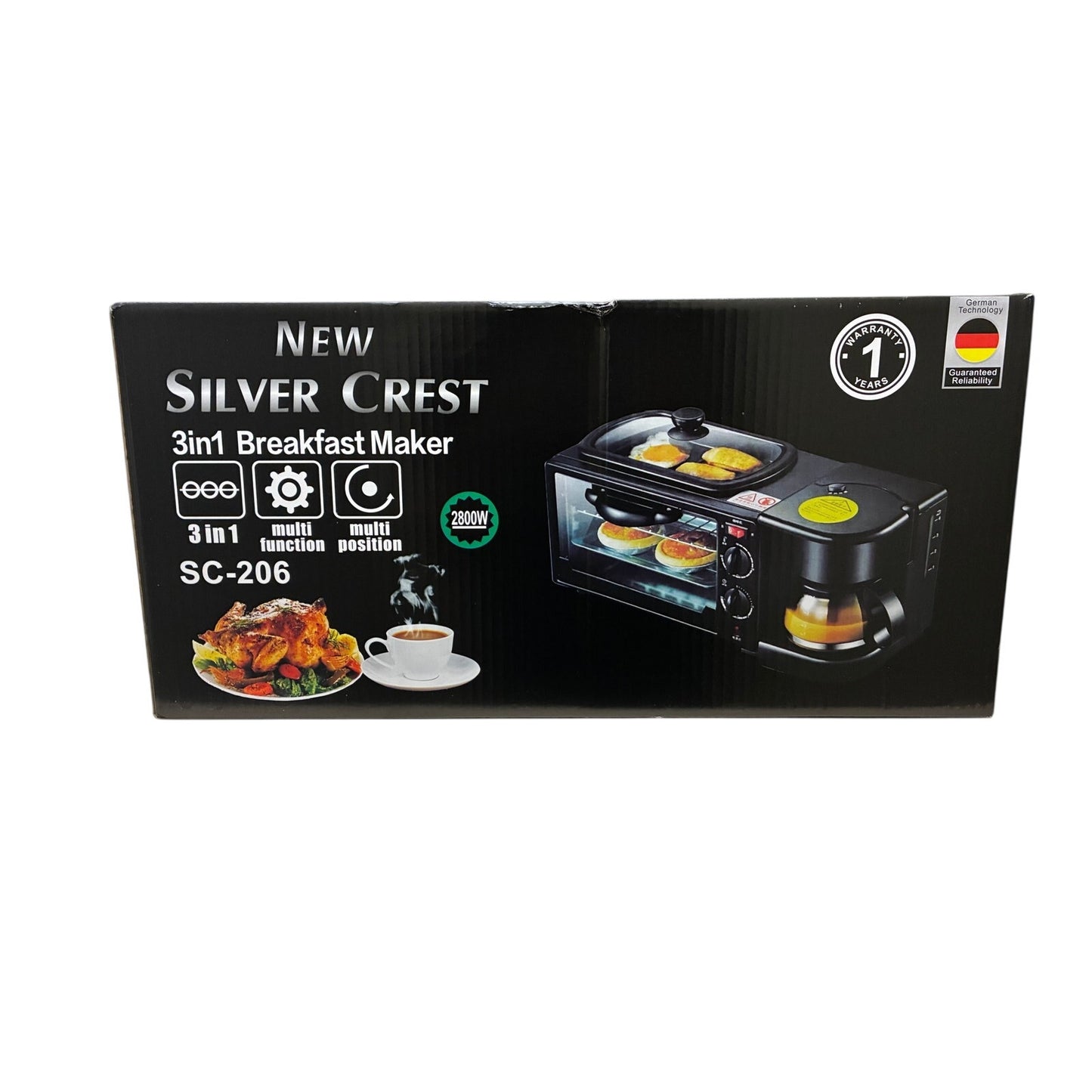 3-in-1 Breakfast Station with Coffee Maker, Non-Stick Griddle & Toaster Oven