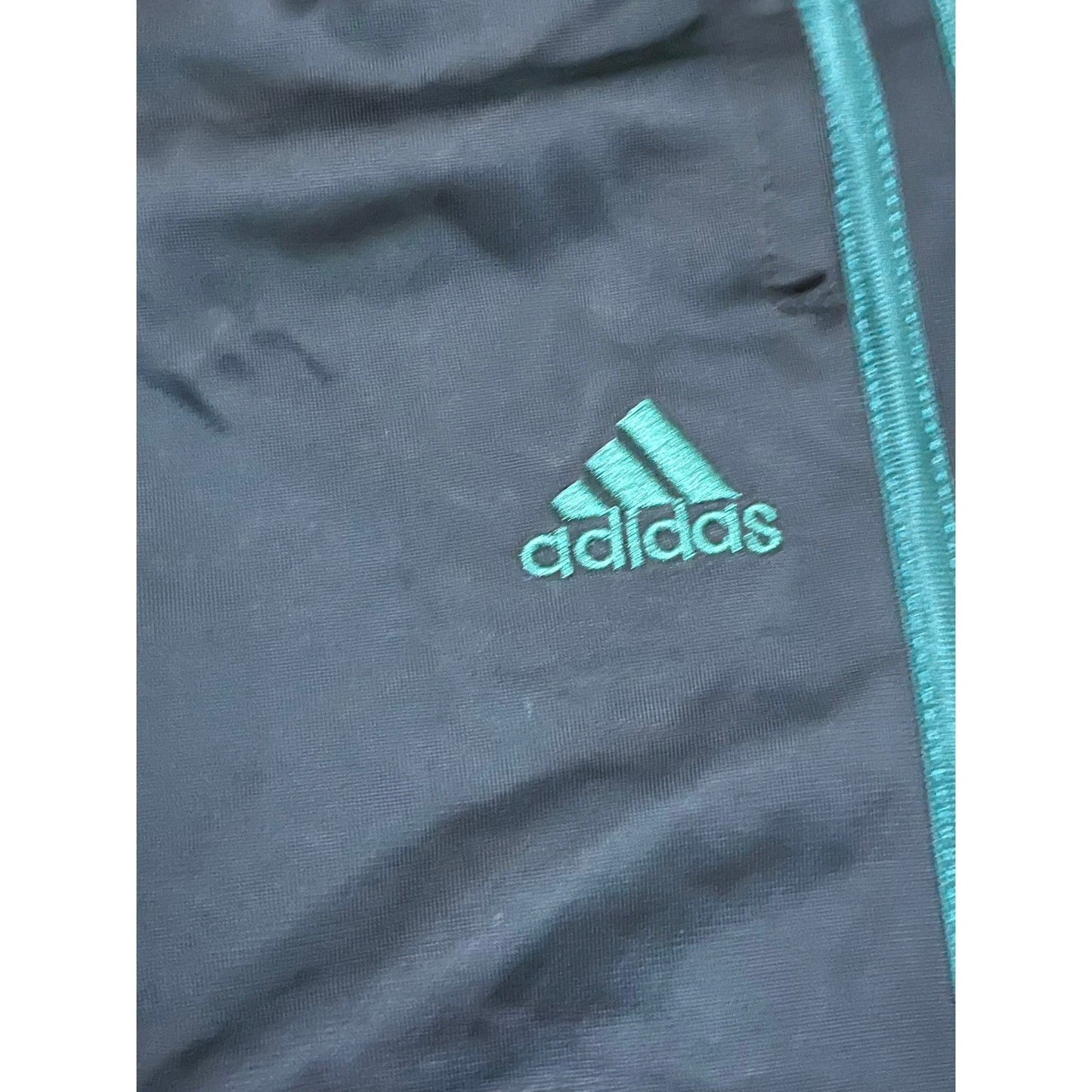 Adidas Black Pants Size 4 With Green Stripes On The Side