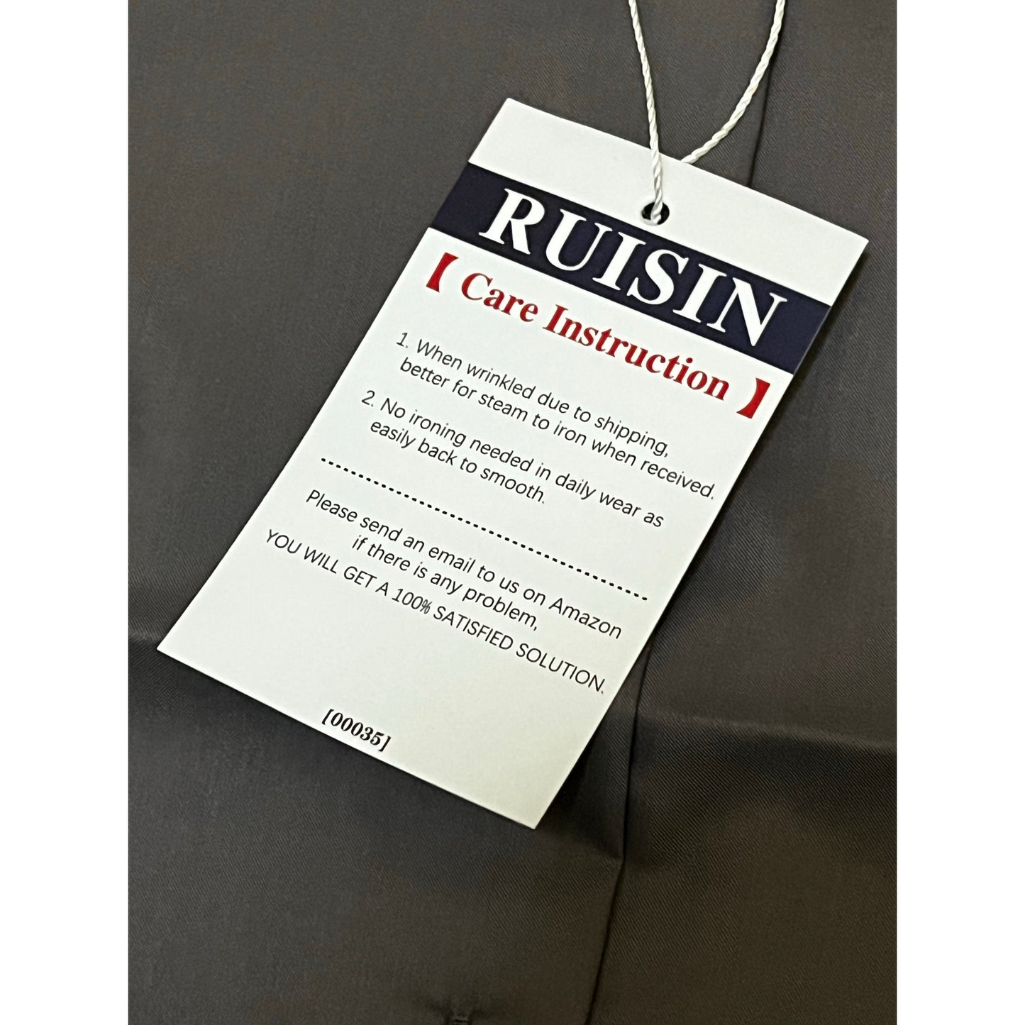 Ruisin Men’s Long Sleeve Dark Grey Button Size Medium