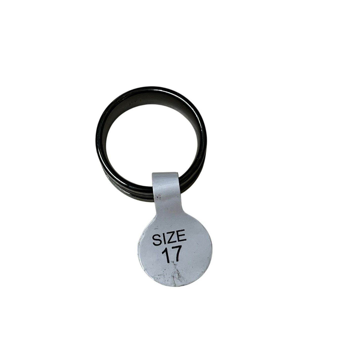 Sliver Ring With 1 Black Stripe In The Middle Stainless Men’s Ring Size 17