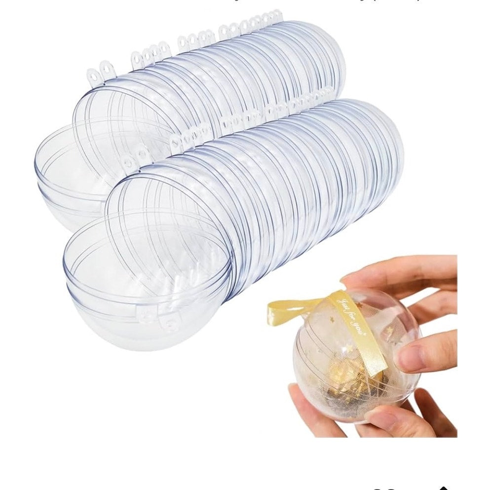 20 Clear Fillable Ornaments Balls- 60mm/2.36" Transparent Plastic