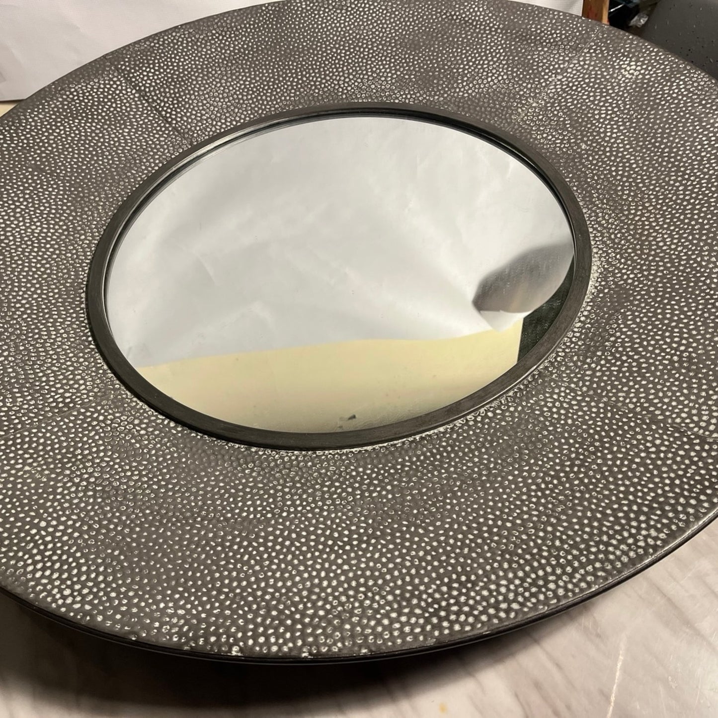 Textured Monochrome Round Mirror