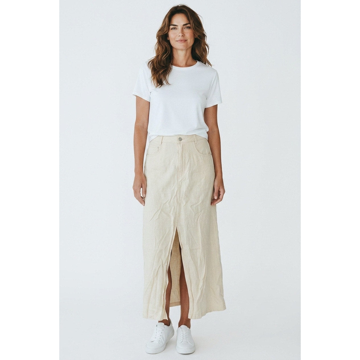 Weworewhat Women’s Front Slit Skirt Size Small Cream