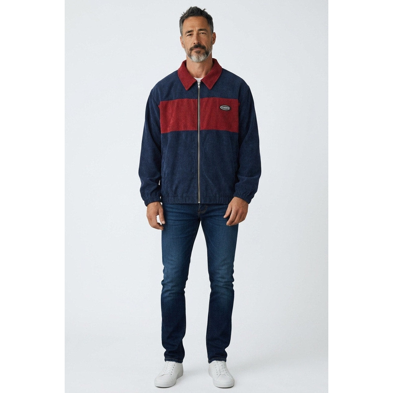 Manfinity Progress Men’s Navy & Burgundy Sweater Size 5XL