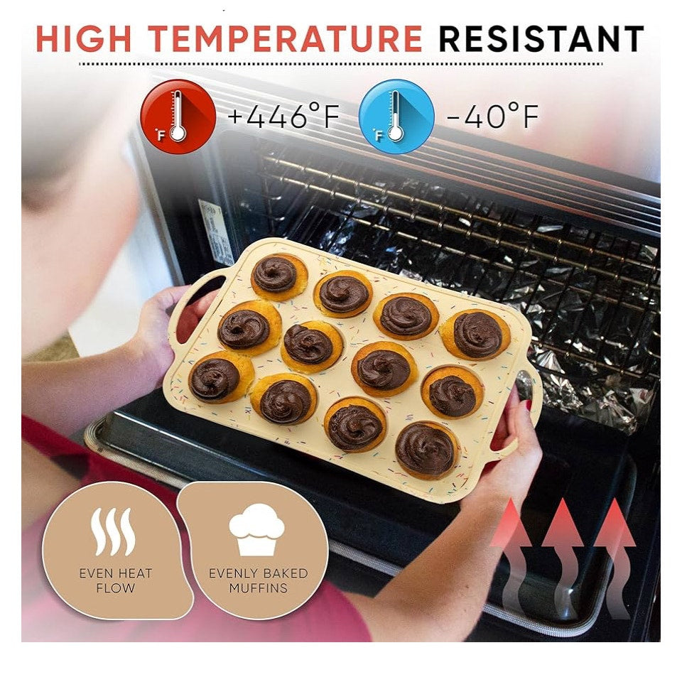 Silicone Mini Muffin Pan 12 Count – Non-Stick Muffin Pans for Baking