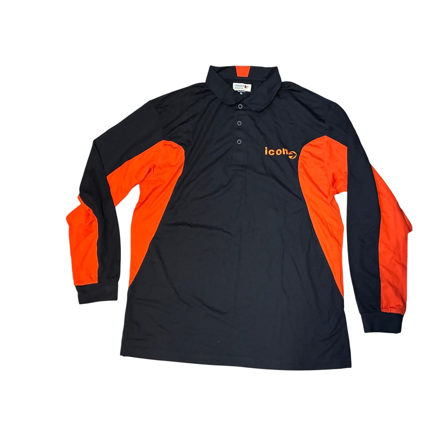 Tradesman Work Wear Men’s Black & Orange Collar T-Shirt Size XL