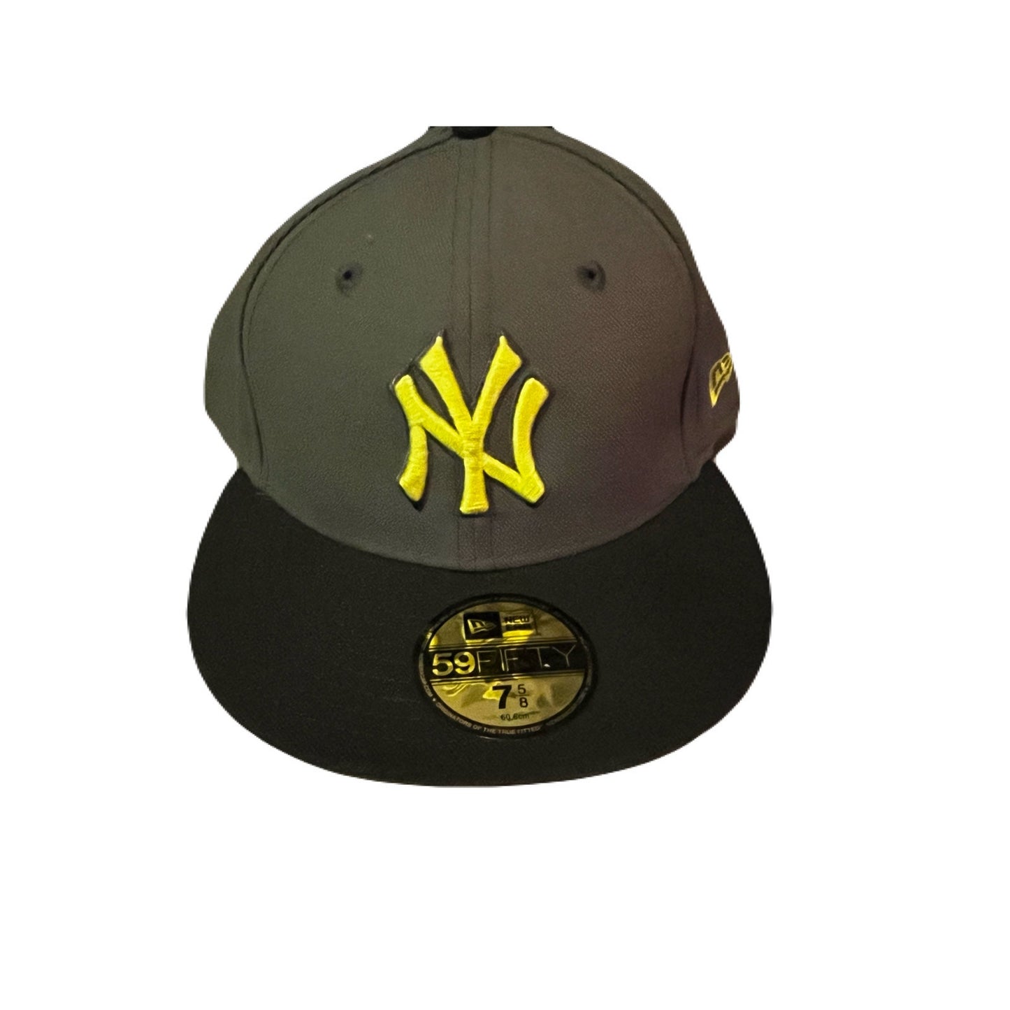 New Era Gray & Lime Green Yankee Hat Size 7 5/8
