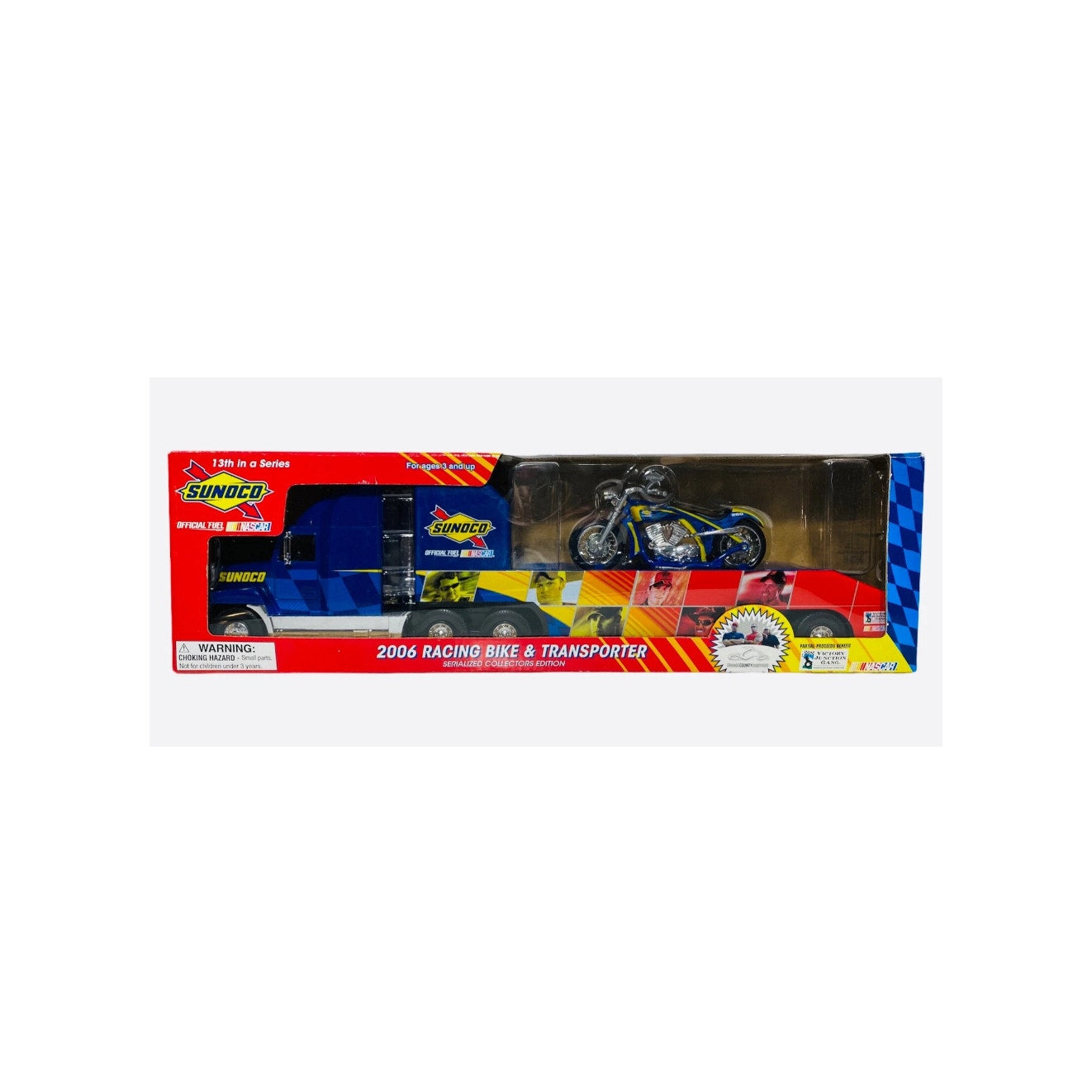SUNOCO Nascar 2006 RACING MOTORCYCLE BIKE & TRANSPORT With LIGHTS & SOUND