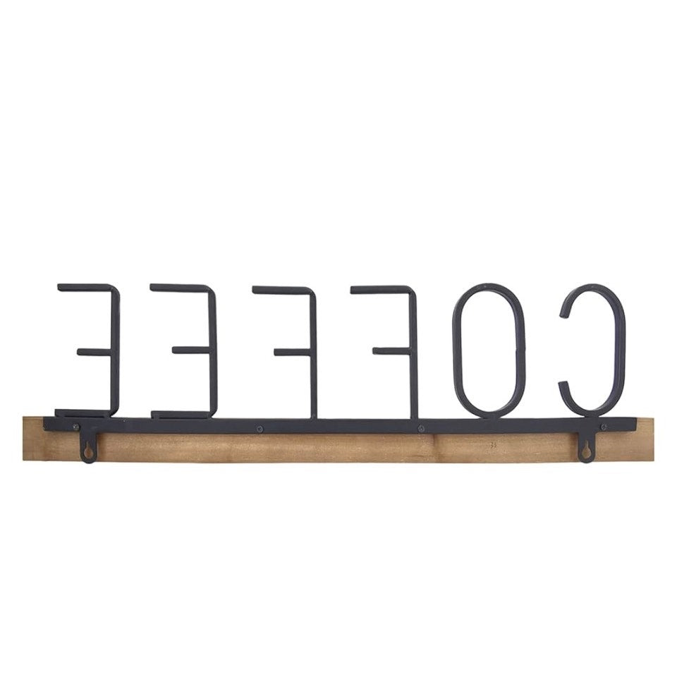 Vintage Farmhouse Metal Tube Letter Coffee Sign Coffee Mugs Rack