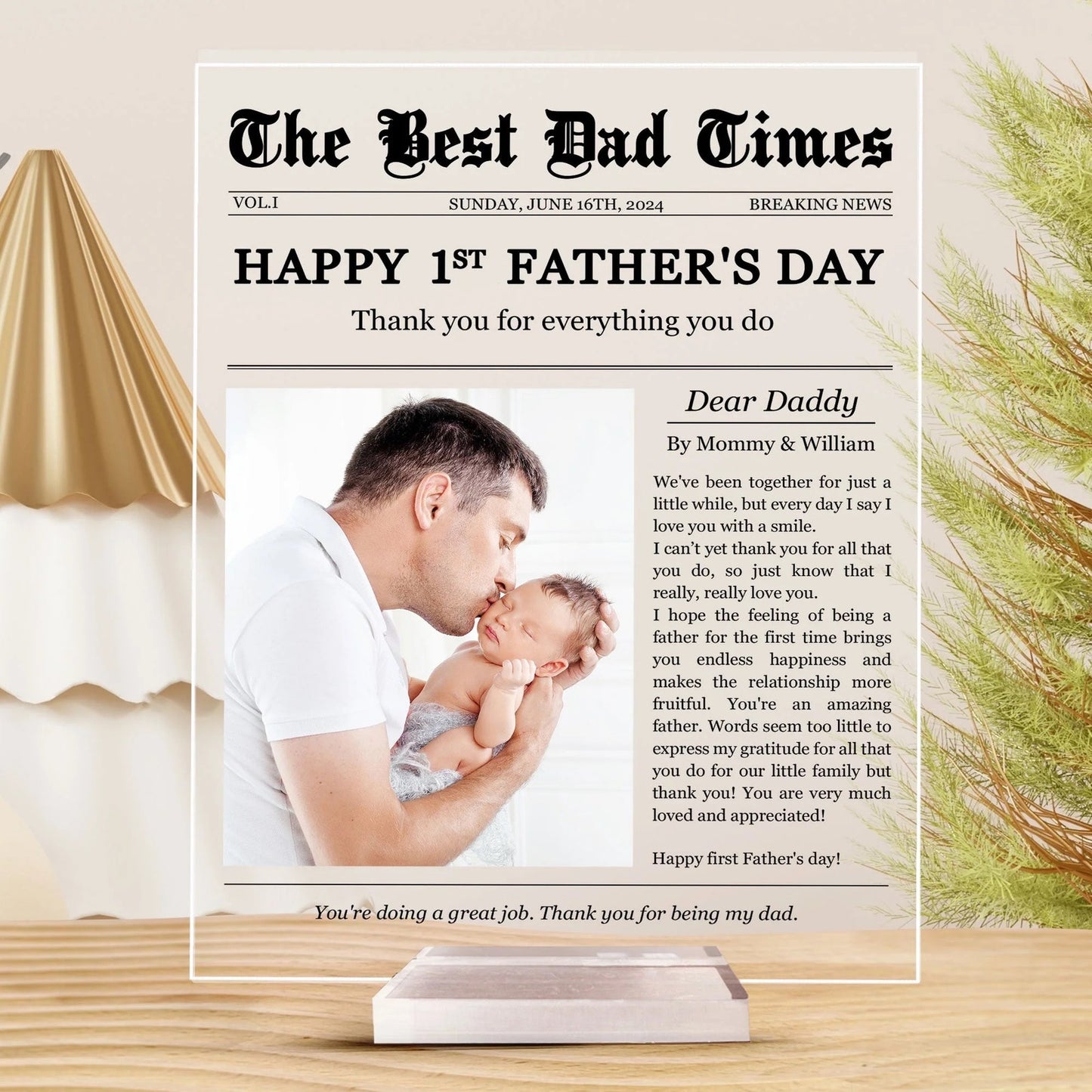 Happy 1st Father's Day Thank You For Everything - Personalized Acrylic Photo