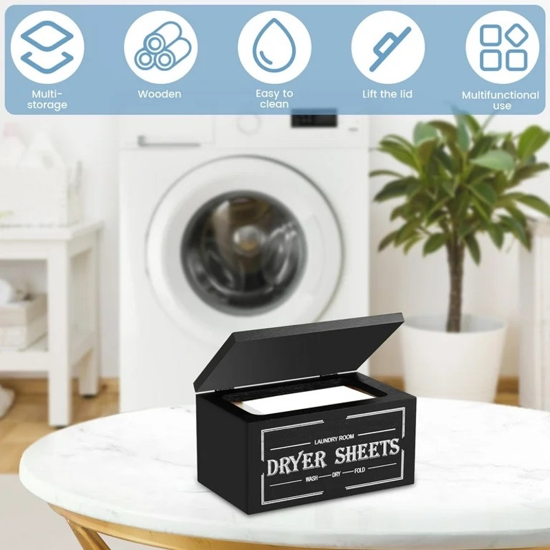 Wooden Dryer Sheet Holder With Lid Large Capacity Dustproof