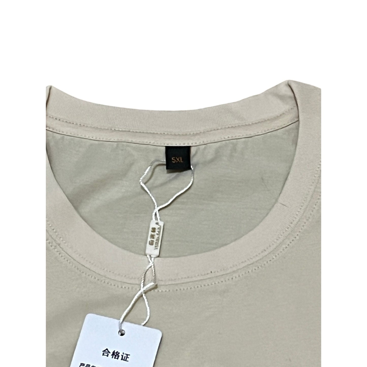 Beige Short Sleeve T-shirt Size 5XL