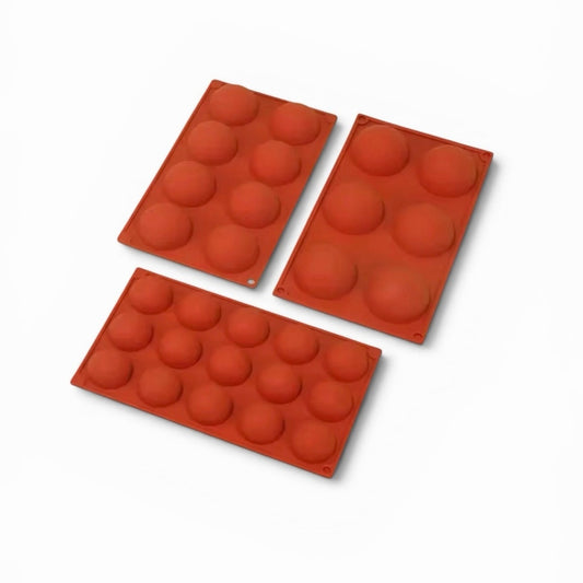 3 Piece Holes Half Ball Sphere Round Silicone Mold 3D Brownie Pudding Mousse
