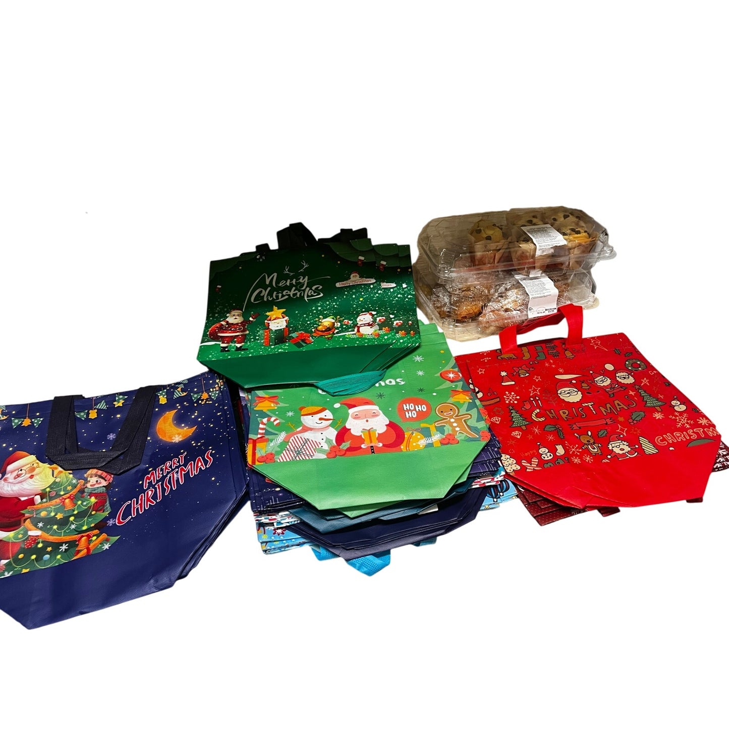 Heetobcos 12 Pack Christmas Gift Bags Large Reusable Tote Bags, Non-Wove Bags for New Year's Shopping, Christmas Surprise, Xmas Party Supplies,12.8"×9.8"×6.7"