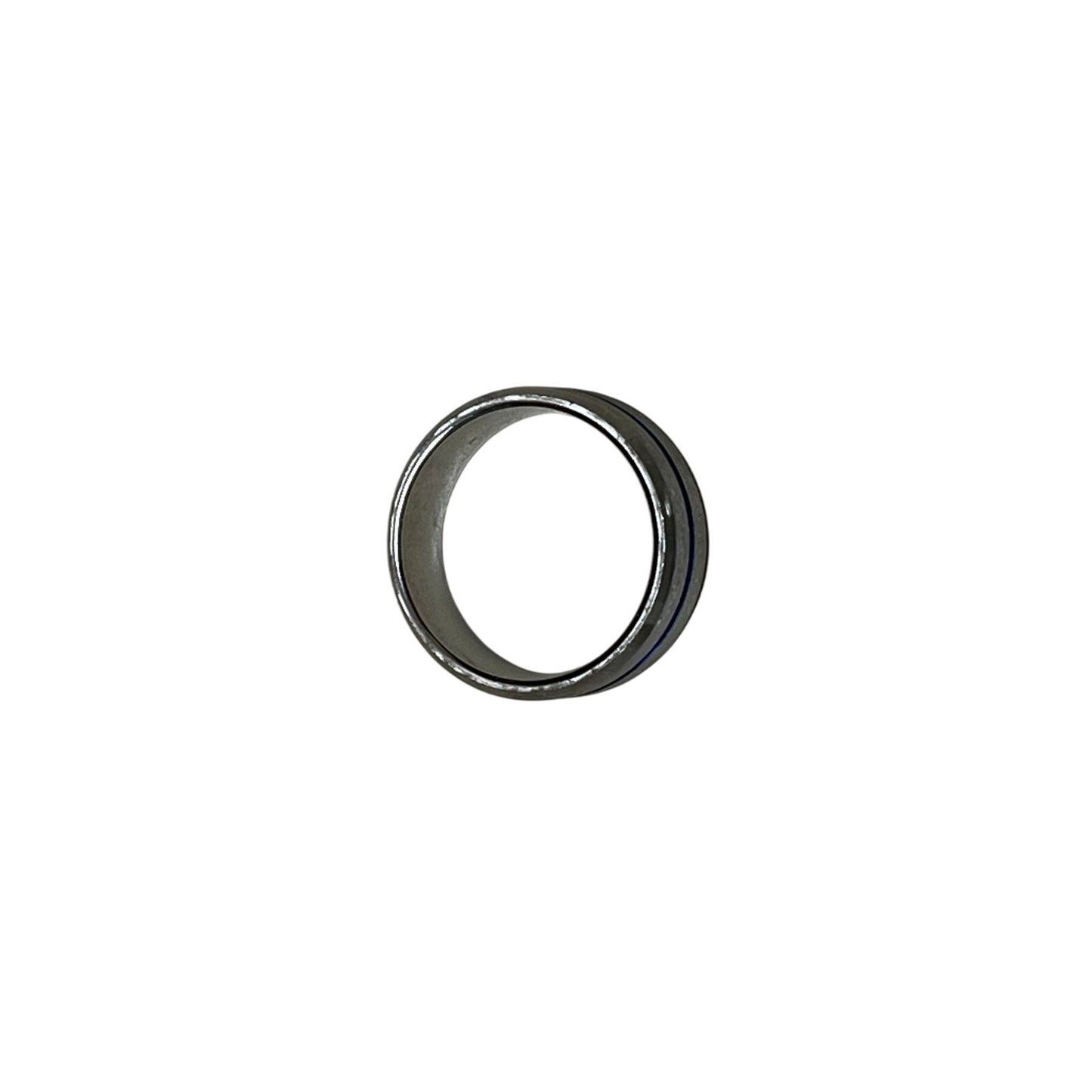 Sliver Stainless Steel Ring With 1 Blue Strip In The Middle Of It Size 19